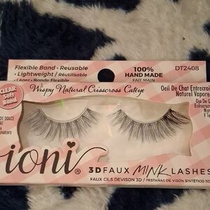 Ioni 3D Faux Mink Wispy Crisscross Cat-eye Lashes - Pink & White